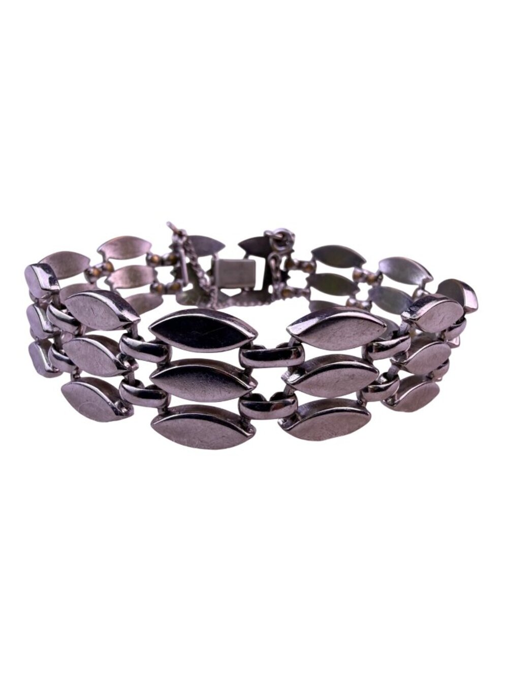 Monet Womens Silver Tone Metal Geometric Link Bracelet With Safety Chain